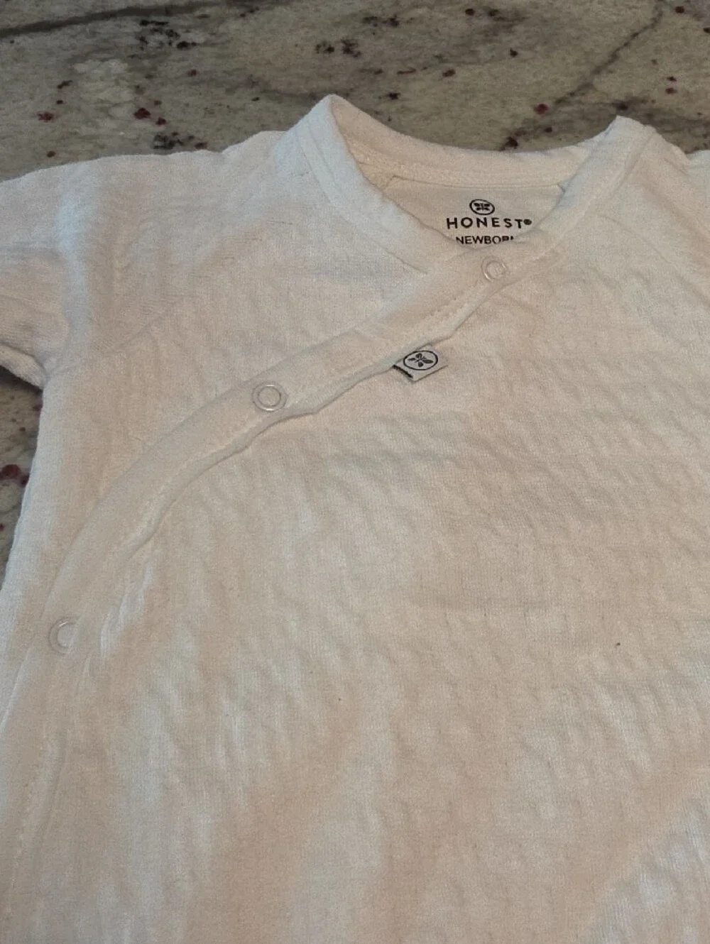 Honest Baby White Quilted 100% Organic Cotton One-Piece Romper Newborn Nwt